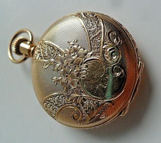 Solid 14k Gold Antique 1896 Waltham 7 Jewel 0 Size Hunter 