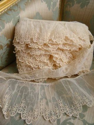 A Huge 1000 cm Antique Gathered Tulle Bridal/Costume Lace c.  1910 (D) 2