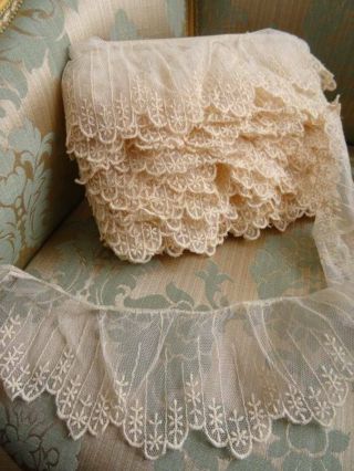 A Huge 1000 cm Antique Gathered Tulle Bridal/Costume Lace c.  1910 (D) 4