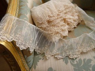A Huge 1000 cm Antique Gathered Tulle Bridal/Costume Lace c.  1910 (D) 5