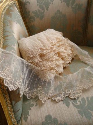 A Huge 1000 cm Antique Gathered Tulle Bridal/Costume Lace c.  1910 (D) 6