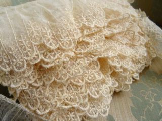 A Huge 1000 cm Antique Gathered Tulle Bridal/Costume Lace c.  1910 (D) 7