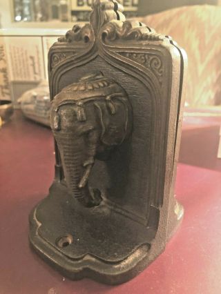 Rare And Unusual Bradley And Hubbard Iron Elephant Bookends