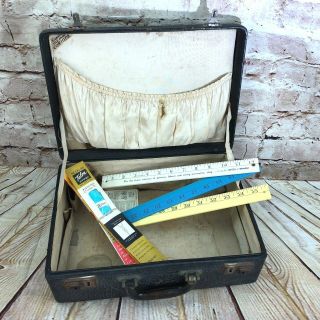 Vintage Small Suitcase Jointed Ruler & Zippers