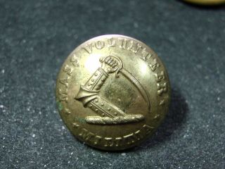Massachusetts Militia Civil War Era 20mm Gilt Coat Button Extra Quality 1860s