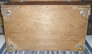 VINTAGE ANTIQUE WOOD TOY BOX TOY CHEST WITH CHILDREN ' S DECAL 1950 ' s LOOK 6