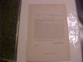 Ultra Rare 1865 " Embalmers " General Order How To Obtain A License