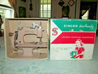 Antique Beige Childs Singer Sewing Machine No 20 Originial Box G.  Britian Vg