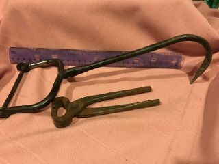 Vintage S.  H.  Co Blacksmith Nippers Cutters Tool 206 - 6 In Plus Bale Hook