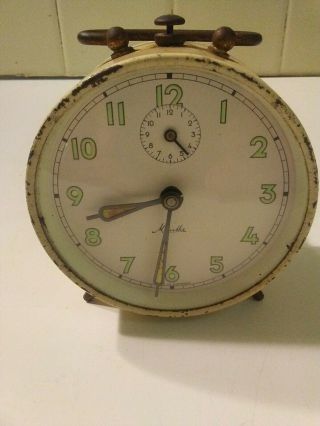 Vintage German Mauthe Alarm Clock - Made In Germany Wind Up Desk Clock Glows