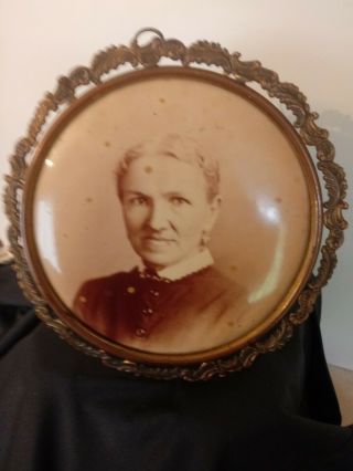 Antique Victorian Tintype Framed Portrait Of Woman Columbia Portrait Co.  Chicago