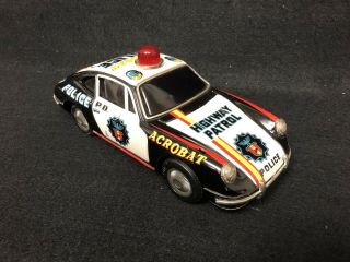 Japanese Porsche 911 Police Car Japan Rare Tin Toy