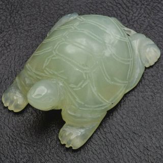 Antique Carved Translucent Green Jade Turtle Figurine 84.  7 Gr 2.  6 X 1.  9 X 0.  9 In
