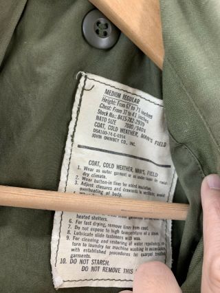 Vintage 1974 US Military M65 Olive Green Field Jacket Sz M EUC 4