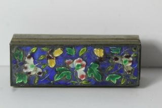 Antique Early 20thC Chinese Floral Enameled Brass Stamp Box 3