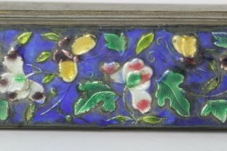 Antique Early 20thC Chinese Floral Enameled Brass Stamp Box 4