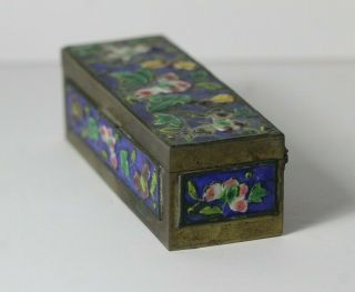 Antique Early 20thC Chinese Floral Enameled Brass Stamp Box 5