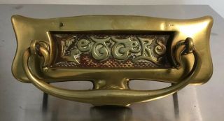 Antique Reclaimed Edwardian Art Nouveau Brass Letter Box & Door Knocker