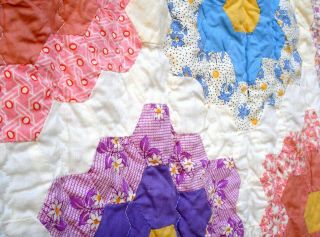 Vintage 1930 ' s Flower Garden Quilt 6