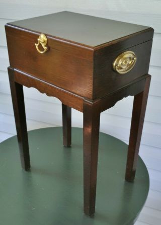 Vintage Antique Style Box On Stand Hardwood Mahogany Finish Hepplewhite Colonial