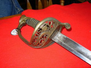 Antique Civil War Staff Officers Sword Saber M1850 Fine