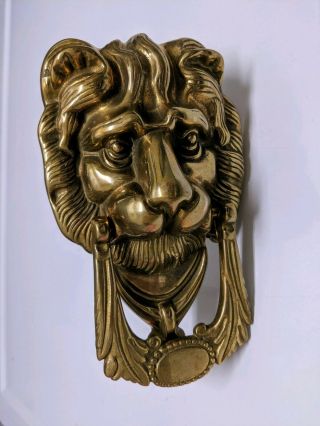 Vintage Solid Brass Large Lion Head Door Knocker Animal Bell Hardware Antique