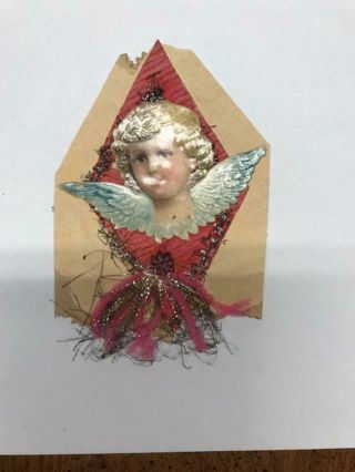 Antique Victorian Die Cut Valentine Angel Card With Embellishments