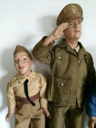Vintage General MacArthur WAAC WAVE Army Navy WWII Dolls Freundlich Military 40s 2