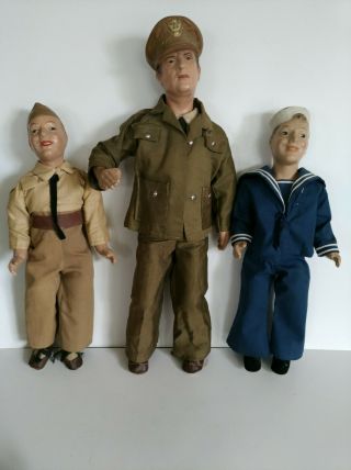 Vintage General MacArthur WAAC WAVE Army Navy WWII Dolls Freundlich Military 40s 4
