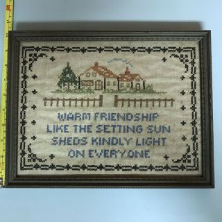 Antique 1800 Sampler cross Stitch needle work with Frame 4