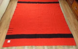 Vintage HUDSON BAY Camp Blanket RED & BLACK Wool 3