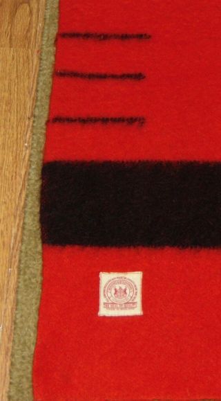 Vintage HUDSON BAY Camp Blanket RED & BLACK Wool 4