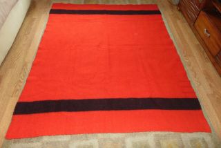 Vintage HUDSON BAY Camp Blanket RED & BLACK Wool 6