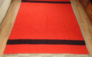 Vintage HUDSON BAY Camp Blanket RED & BLACK Wool 8