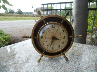 Vintage Ge General Electric Telechron Ship Wheel Bakelite Alarm Clock Nautical