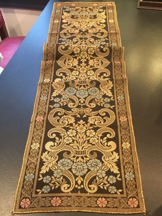 Antique Victorian Or Edwardian Table Runner Woven Textile