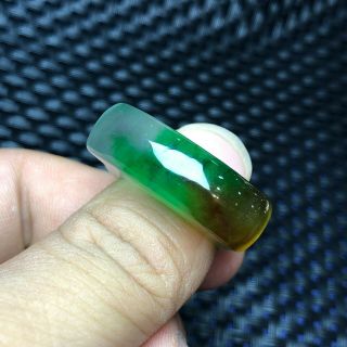 Chinese Colorful Jadeite Jade Handwork Collectible Horse Saddle Shape No.  8 Ring 2