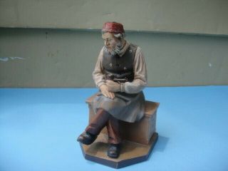 Vtg German Black Forest Signed Wooden Hand Carved Statue Figurine Detailed