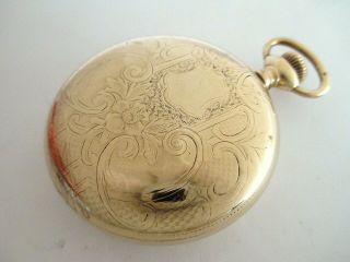 18 Sz Illinois Elgin Pocket Watch Gold Filled Case Fits 940 Bunn 21 23