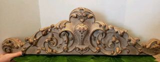 Ornate Pediment Heavy Scroll Work Crest Cornice Above Door Decor W Hanger 30 " Aa