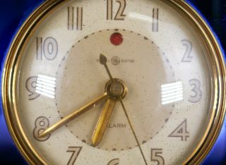 Antique Art Deco Machine Age Electric GE Blue Glass Alarm Clock Deskey Rohde Era 5