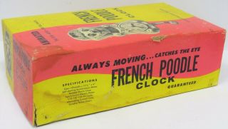 Vintage 1960 ' s French Poodle Animated Wall Clock Jeweled White With Box 3