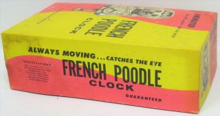 Vintage 1960 ' s French Poodle Animated Wall Clock Jeweled White With Box 4