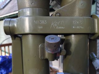 Very Rare Swiss Kern Aarau Ww2 Trench Binoculars W/original Tripod And Cases