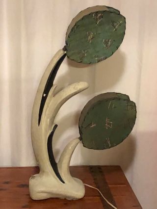 Two Vintage Mid Century Modern Fiberglass Confetti Cactus Lamp Shades