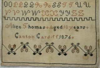 MID/LATE 19TH CENTURY WELSH ALPHABET SAMPLER BY ALICE THOMAS AGED 10 - 1876 3