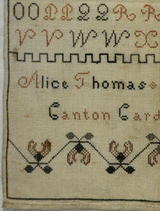 MID/LATE 19TH CENTURY WELSH ALPHABET SAMPLER BY ALICE THOMAS AGED 10 - 1876 6