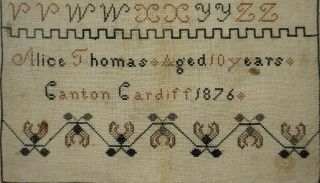 MID/LATE 19TH CENTURY WELSH ALPHABET SAMPLER BY ALICE THOMAS AGED 10 - 1876 8