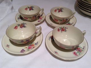 Set Of 4 Vintage Omeco York Czechoslovakia Cups And Saucers