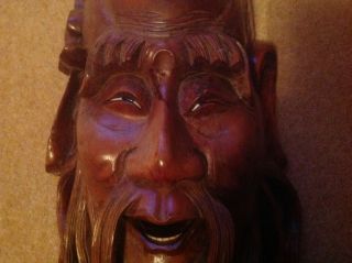Vintage Chinese decorative huge heavy wooden wall immortal mask face 2
